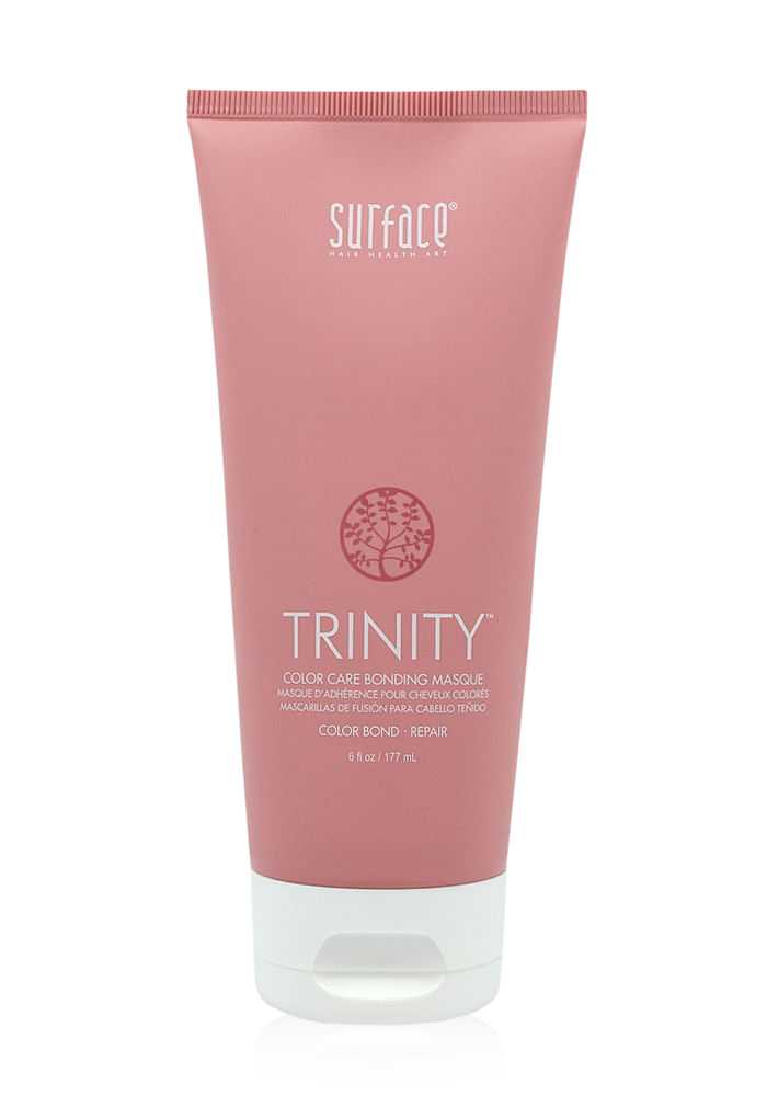 Surface Trinity Color Care Bonding Masque in a pink tube, 6 oz. for repairing colored hair.